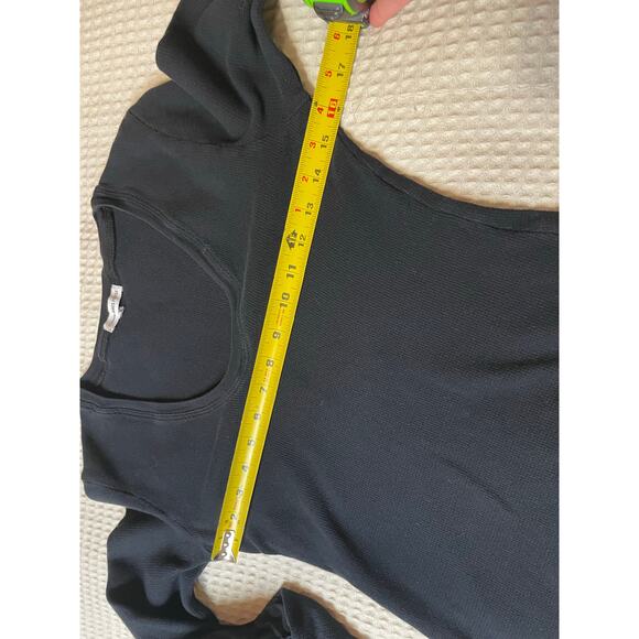 Standard James Perse Black Waffle Knit Long Sleeve V Neck Tee Size 2 (Med) - Picture 8 of 9